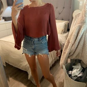 Rust Flowy Sleeve Top